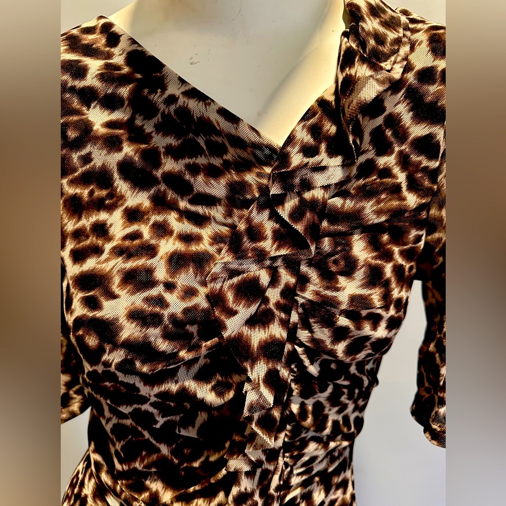 Mesh Ruffles Leopard Print Form Flattering -Don’t underestimate this dress!